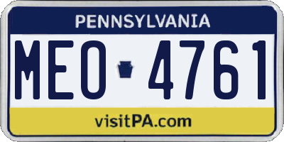 PA license plate MEO4761