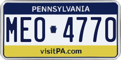 PA license plate MEO4770