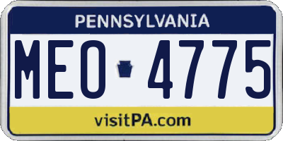 PA license plate MEO4775