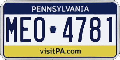 PA license plate MEO4781