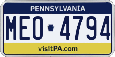 PA license plate MEO4794