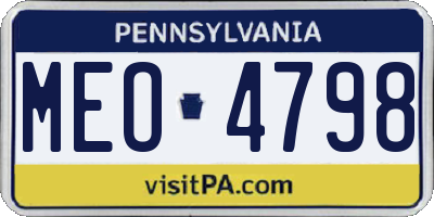 PA license plate MEO4798