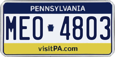 PA license plate MEO4803