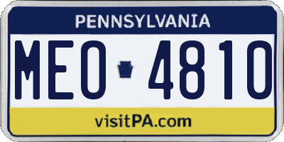 PA license plate MEO4810