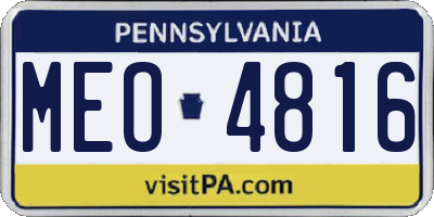 PA license plate MEO4816