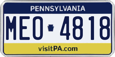 PA license plate MEO4818