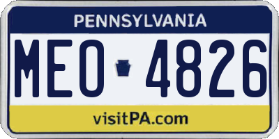 PA license plate MEO4826