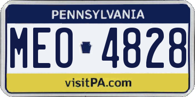 PA license plate MEO4828