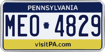 PA license plate MEO4829