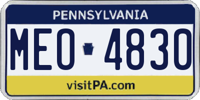 PA license plate MEO4830
