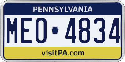 PA license plate MEO4834
