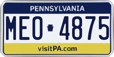 PA license plate MEO4875