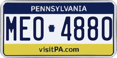 PA license plate MEO4880