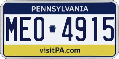 PA license plate MEO4915