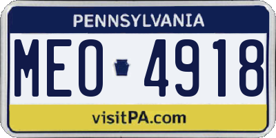 PA license plate MEO4918