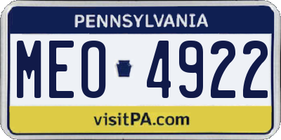 PA license plate MEO4922