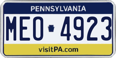 PA license plate MEO4923