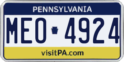 PA license plate MEO4924