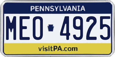 PA license plate MEO4925