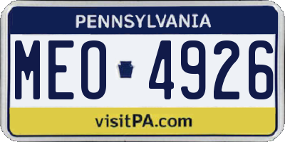PA license plate MEO4926