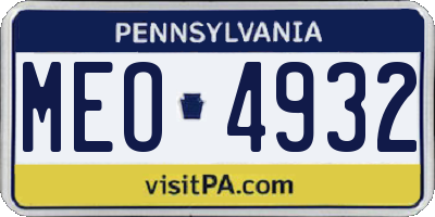 PA license plate MEO4932