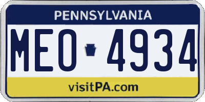 PA license plate MEO4934