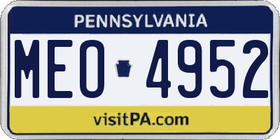 PA license plate MEO4952