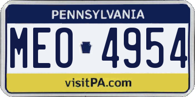 PA license plate MEO4954