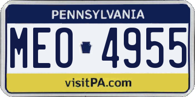 PA license plate MEO4955