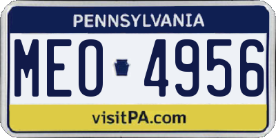 PA license plate MEO4956