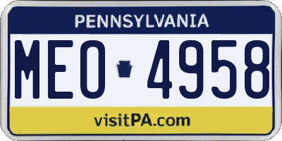 PA license plate MEO4958