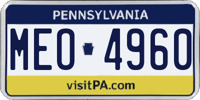 PA license plate MEO4960