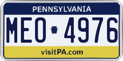 PA license plate MEO4976