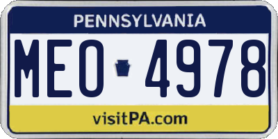 PA license plate MEO4978