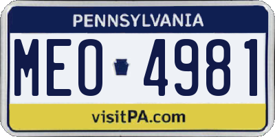 PA license plate MEO4981