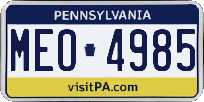 PA license plate MEO4985