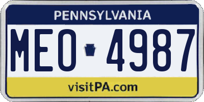PA license plate MEO4987