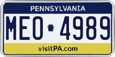 PA license plate MEO4989