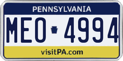 PA license plate MEO4994