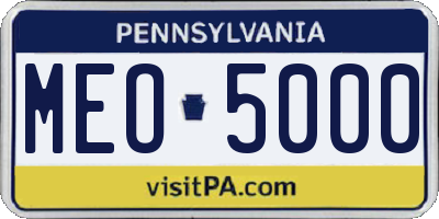 PA license plate MEO5000