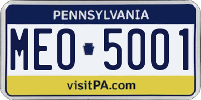PA license plate MEO5001