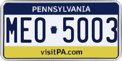 PA license plate MEO5003