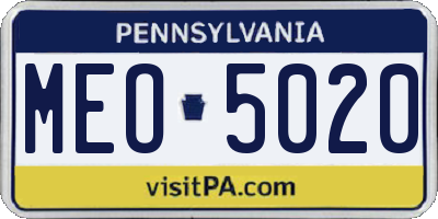 PA license plate MEO5020
