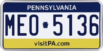 PA license plate MEO5136