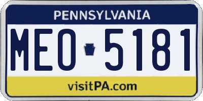 PA license plate MEO5181