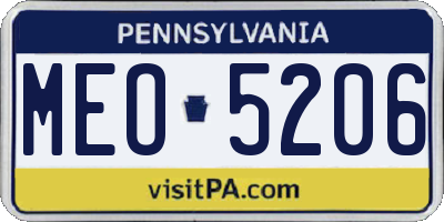 PA license plate MEO5206