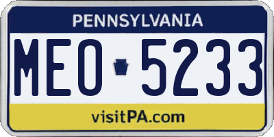 PA license plate MEO5233