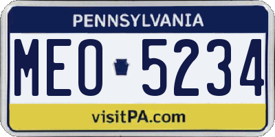PA license plate MEO5234
