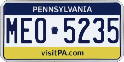 PA license plate MEO5235