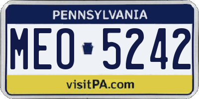 PA license plate MEO5242